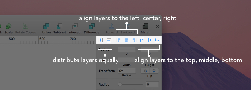 Distribute and Align Layers in the Inspector